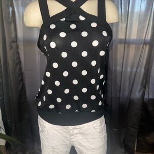 Polka Dot Halter Top - Black and White